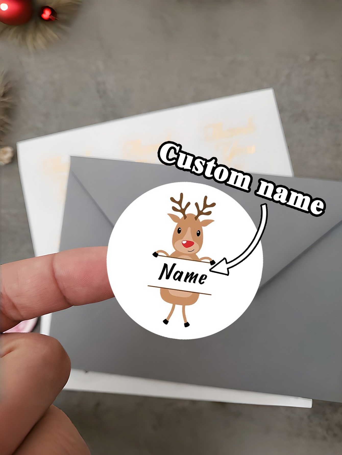 Personalized Reindeer Christmas Stickers
